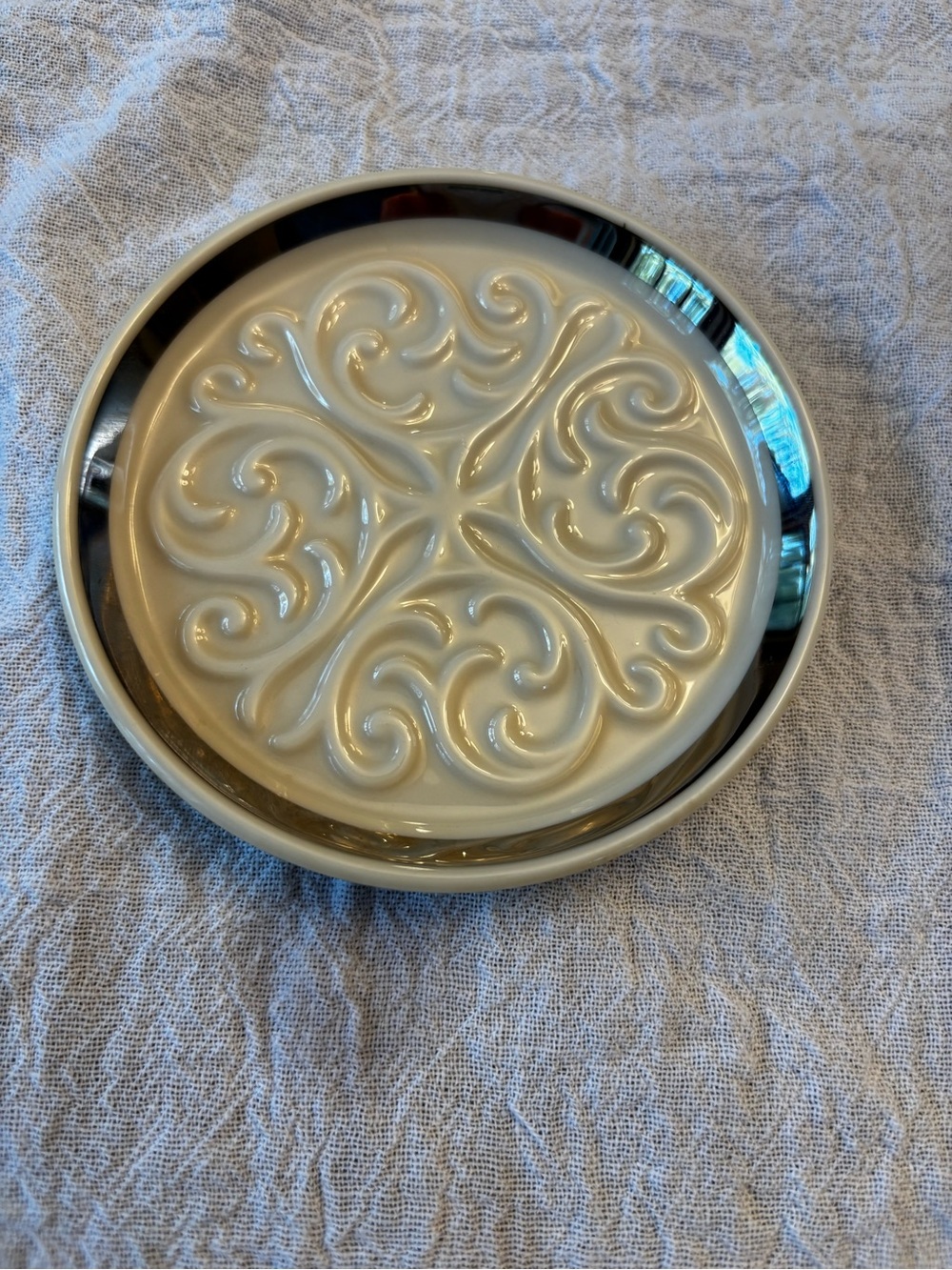 Lenox Cream and Platinum Decorative Coaster